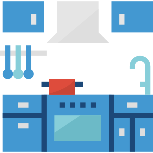 Fully equipped kitchen with fridge, microwave, induction stove, toaster, coffee maker, and kettle